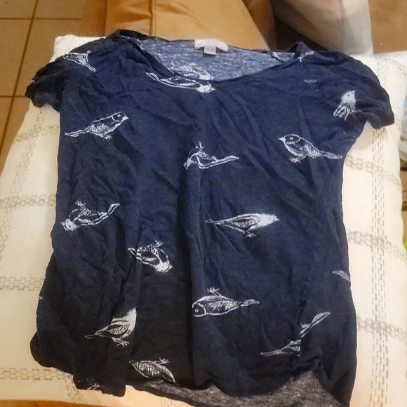 Blue/ white bird t-shirt - Picture 1 of 2
